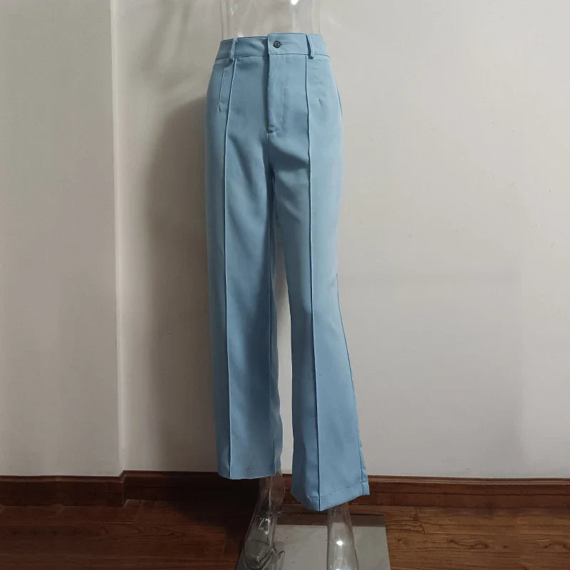 nvxiot High Waisted Casual White Trousers Women Brown Stright Pants Office Lady Korean Style Women Pantalones De Mujer