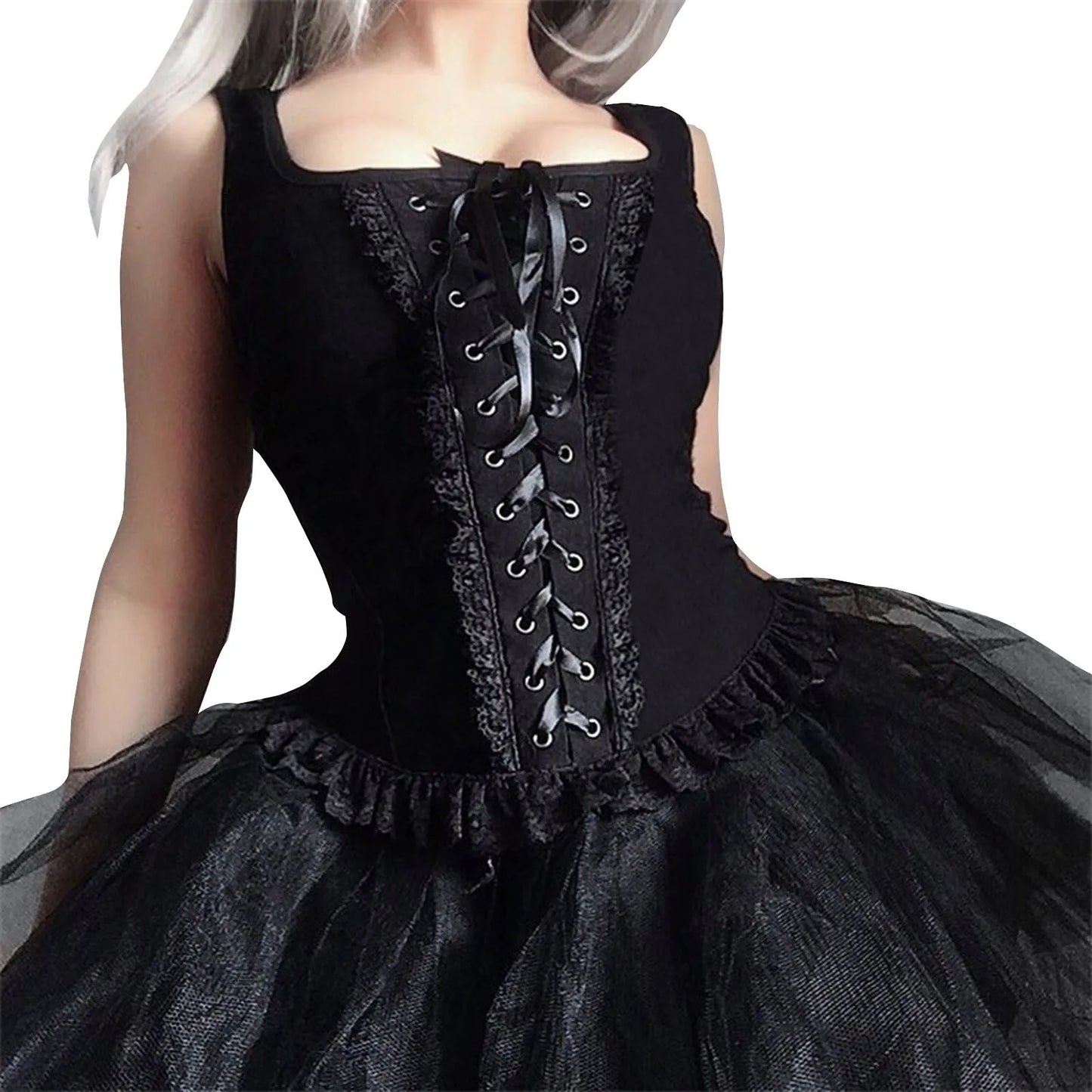 MQTIME - Halloween Gothic Women Crop Top Skeleton Printed Black Corset Tops Sexy Aesthetic Grunge Fairy Core 90s Camisole Clothes