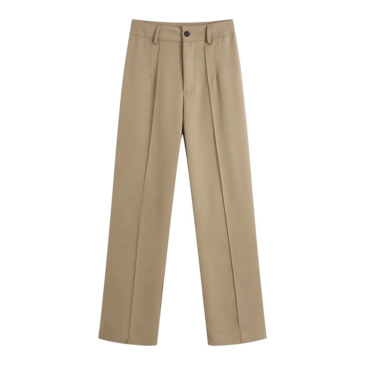 nvxiot High Waisted Casual White Trousers Women Brown Stright Pants Office Lady Korean Style Women Pantalones De Mujer