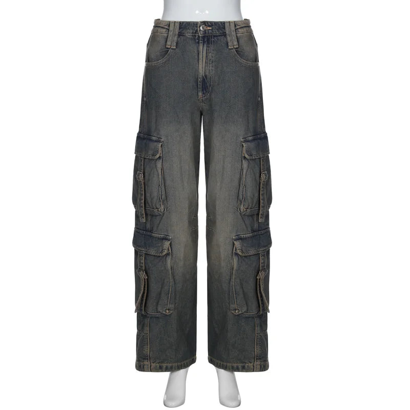 nvxiot - Denim Button Pockets Zipper High Waist Long Women'S Pants Jeans Autumn Winter New Wholesale Solid Y2K Streetwear Clothing