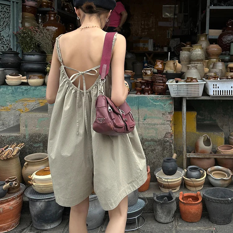 MQTIME - French Fashion Camisole Tank Top Jumpsuit for Women New Summer Korean Loose Fitting Romper Wide Leg Casual Shorts Women Clothing