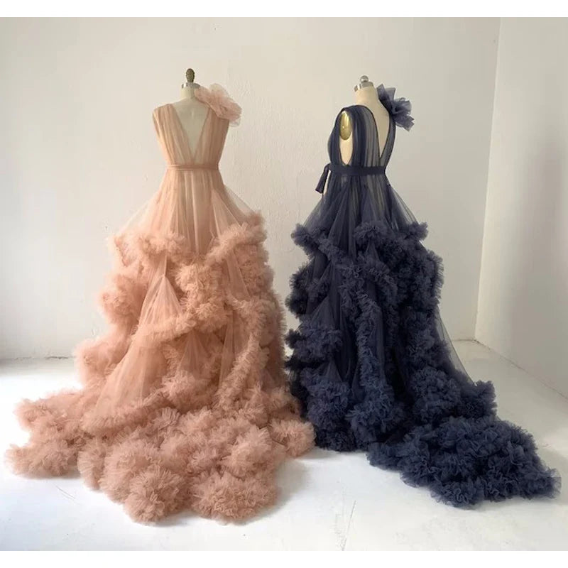 nvxiot - Blue Tulle Maternity Dress for Photo Shoot/Plus Size Maternity Gown/Baby Shower Dress/Photography Dress