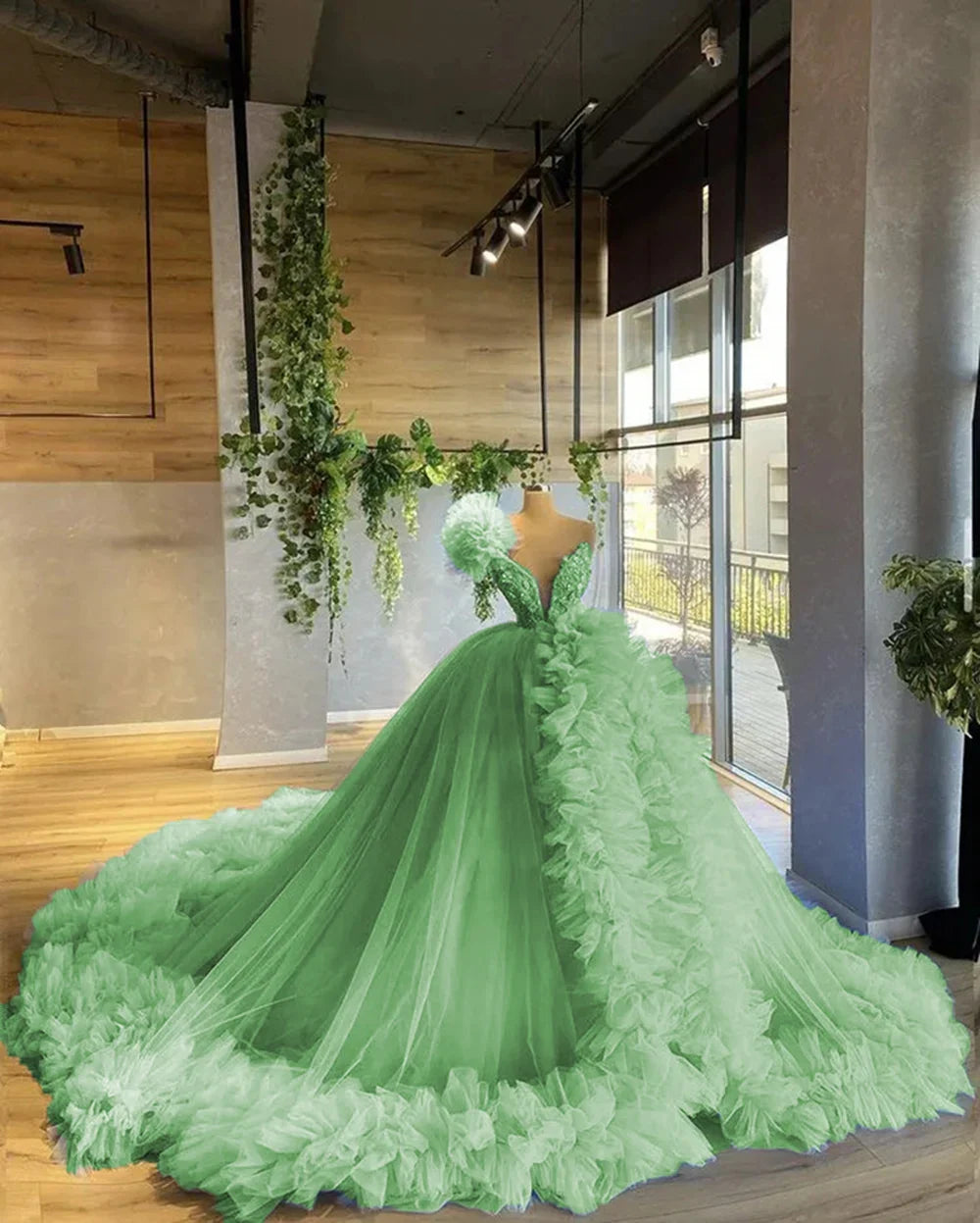 nvxiot - Ruffles Women Tulle Formal Party Gowns V Neck Long Evening Dresses 2024 Puffy Ball Gown Maternity Photo Dress