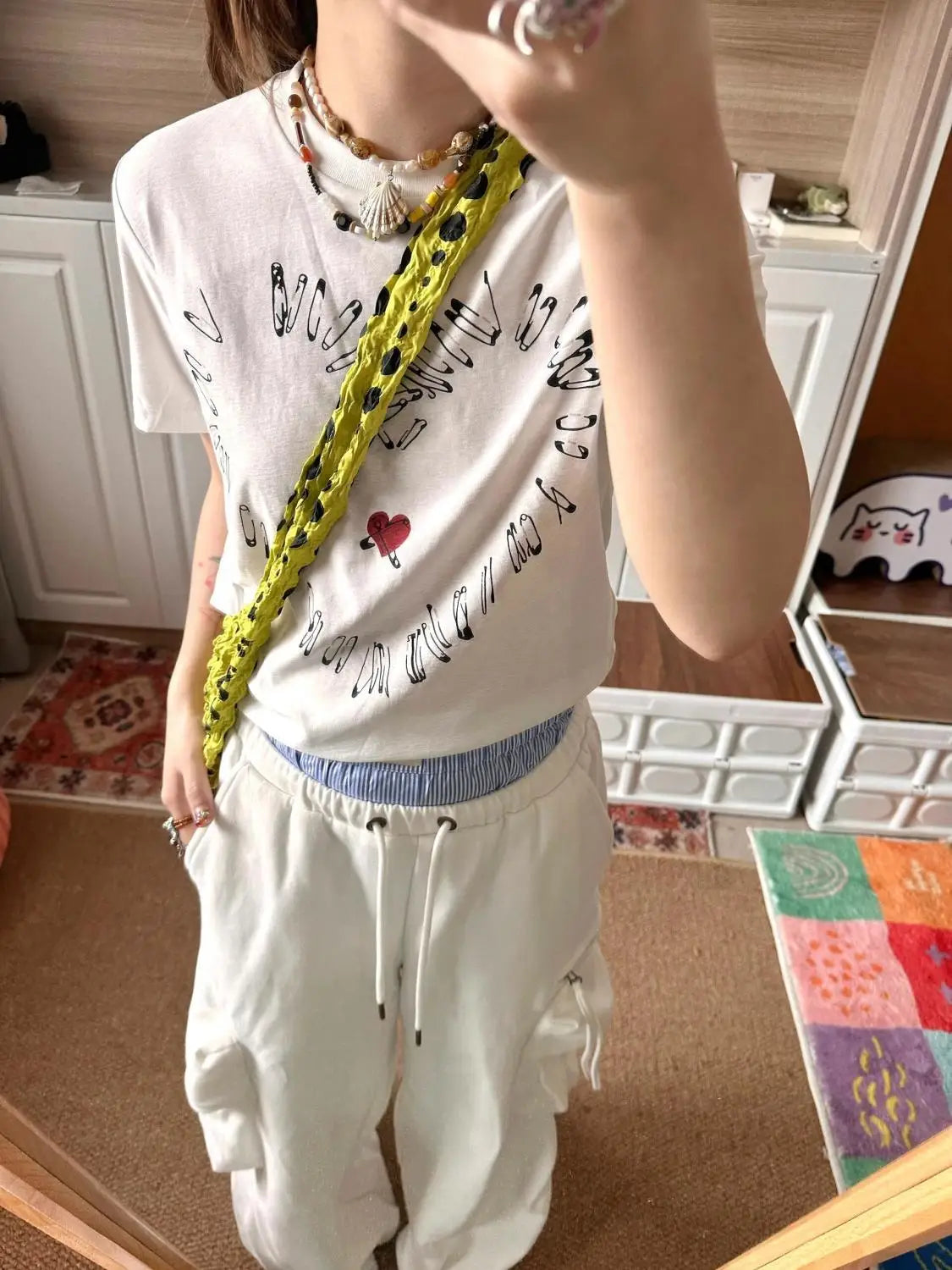MQTIME - Loose Top Short Sleeve T-Shirt Cartoon Graphic Print TShirt harajuku fairycore 2000s y2k grunge korean clothing white cotton tee