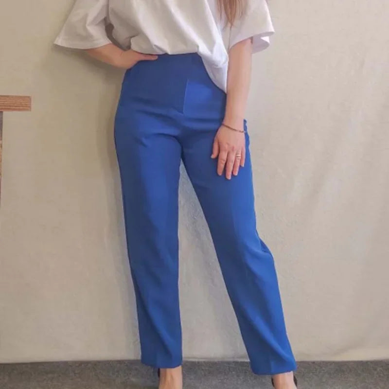 nvxiot - 2024 New Chic Fashion Woman Pants Office Wear Pants for Women Vintage High Waist Zipper Fly Female Ankle Trousers Mujer Gothic