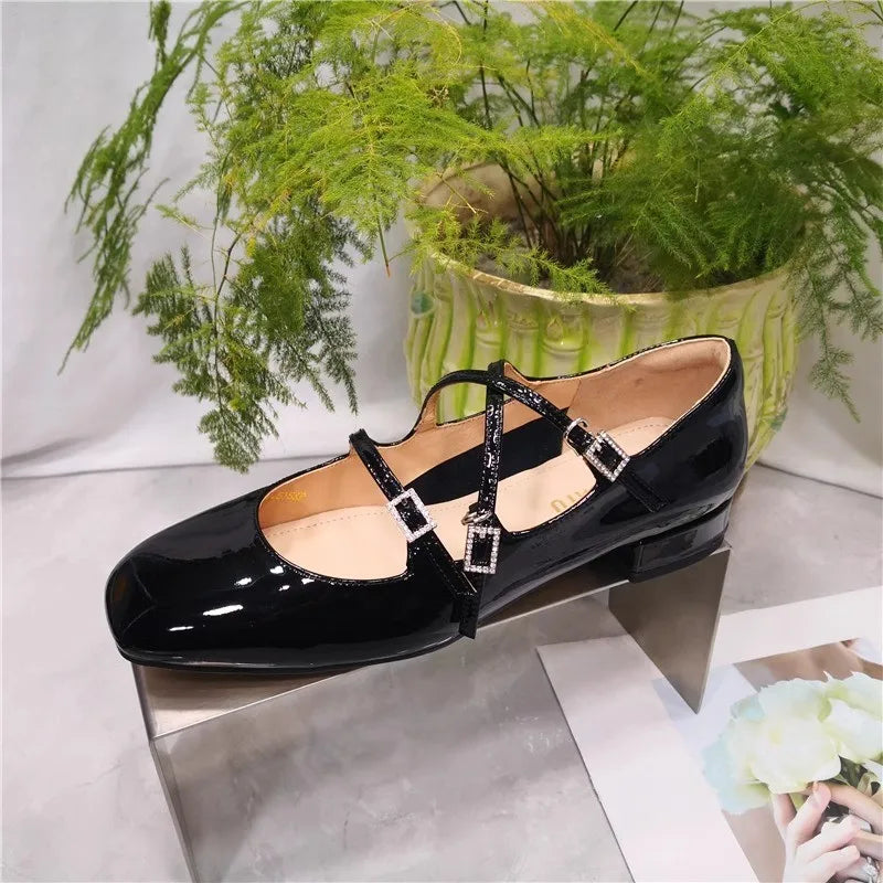 MQTIME - Vintage Square Toe Women Mary Jane Shoes Fashion Elegant Shallow Thick Heel Single Shoes Ladies Casual Outdoor Dress Pumps