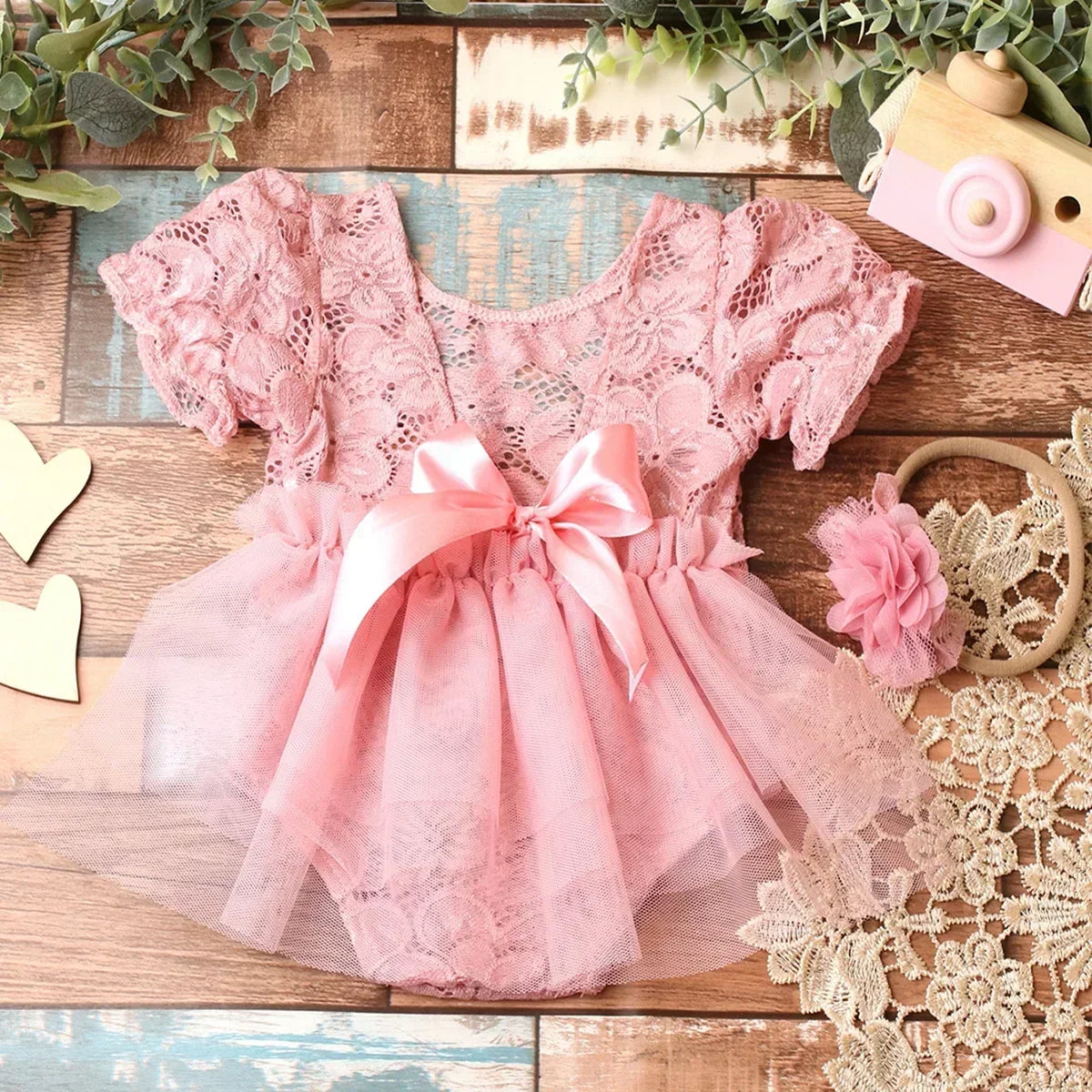 ️MQTIME - Newborn Photography Clothing Headband+Dresses 2Pcs/set Studio Baby Photo Props Accessories Shoot Clothes Outfits