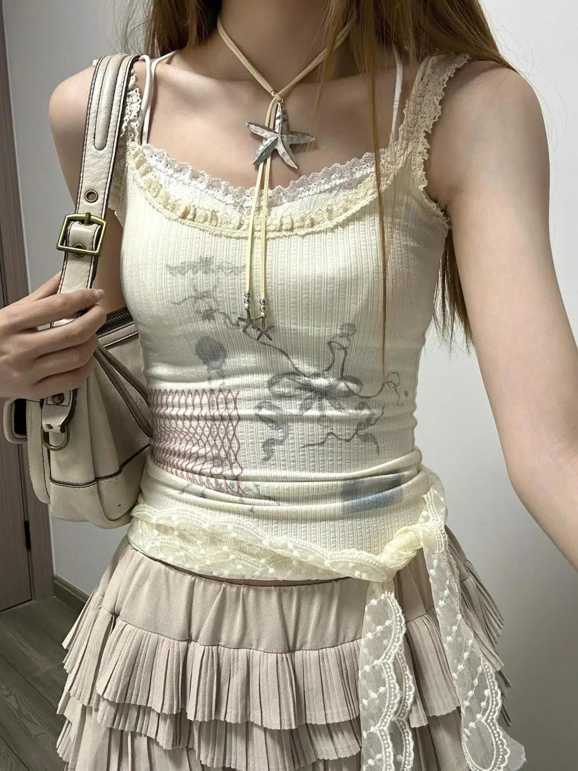 MQTIME - Bodycon Skinny Top Tank Graphic Print Vest harajuku fairycore 2000s y2k grunge korean cloth cute summer fashion slim elegant tee
