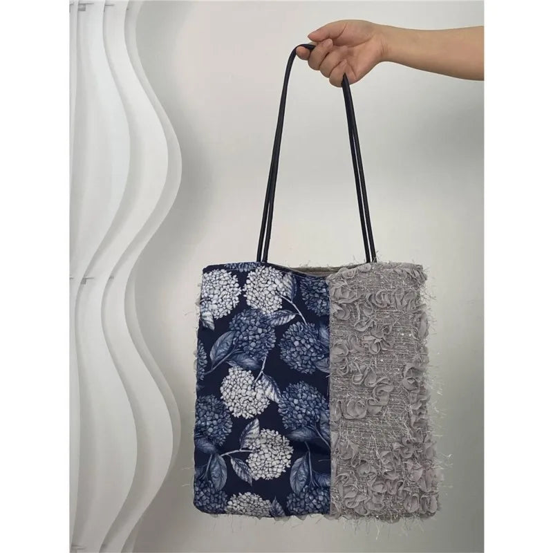 nvxiot - Fairycore Aesthetic Floral Shoulder Bags Women Hot Girls Lace Chic Canvas Tote Bag Female Vintage Harajuku Handbag Y2k