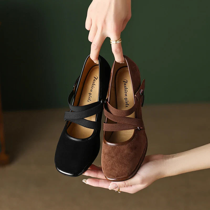 MQTIME - new Autumn women pumps natural leather 22-24.5cm sheepskin+cowhide full leather Mary Jane shoes cross-tied women shoes