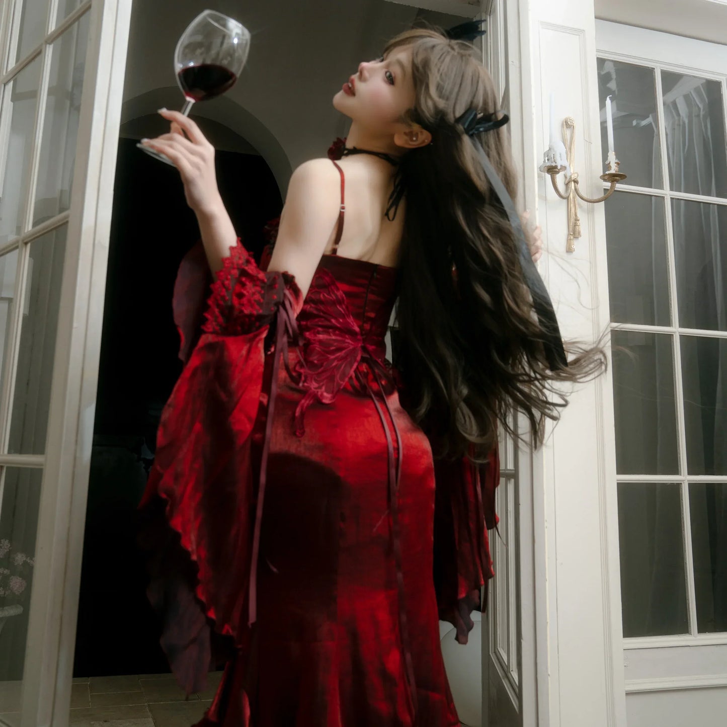 nvxiot - long Dresses Burgundy Oath Skirt Hot Design Dress Rose Dress Fishtail Cos Sexy Girls Dress Red Skirt Green Dress