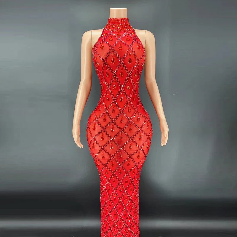 MQTIME - Embellished Maternity dress for pregnancy photoshoot Sexy sparkling Rhinestone Ladies evening sleeveless Dresses