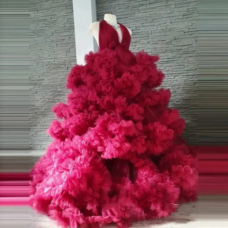 nvxiot - Real Image Floral Ruffled Bridal Maternity Dress Sexy Slit Elastic Maternity Dresses Photoshoot Baby Shower Baby Shower
