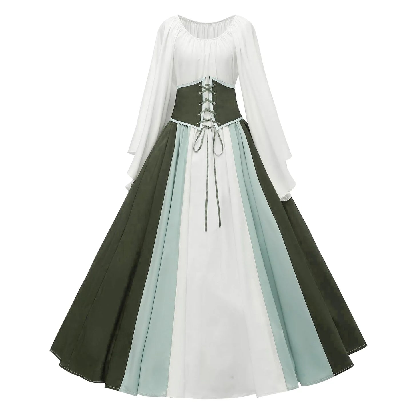 MQTIME - Vintage Medieval Party Dresses Gothic Cosplay Costume Palace Noble Robe Retro Ball Gown Victorian Flared Sleeve Princess Dresses