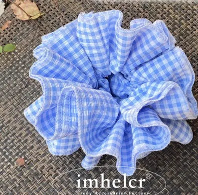nvxiot - Lace Large Intestine Hair Scrunchies Women Double Layer Plaid Cotton Elastic Headwear Fashion Styling Sweet Hair Accessories