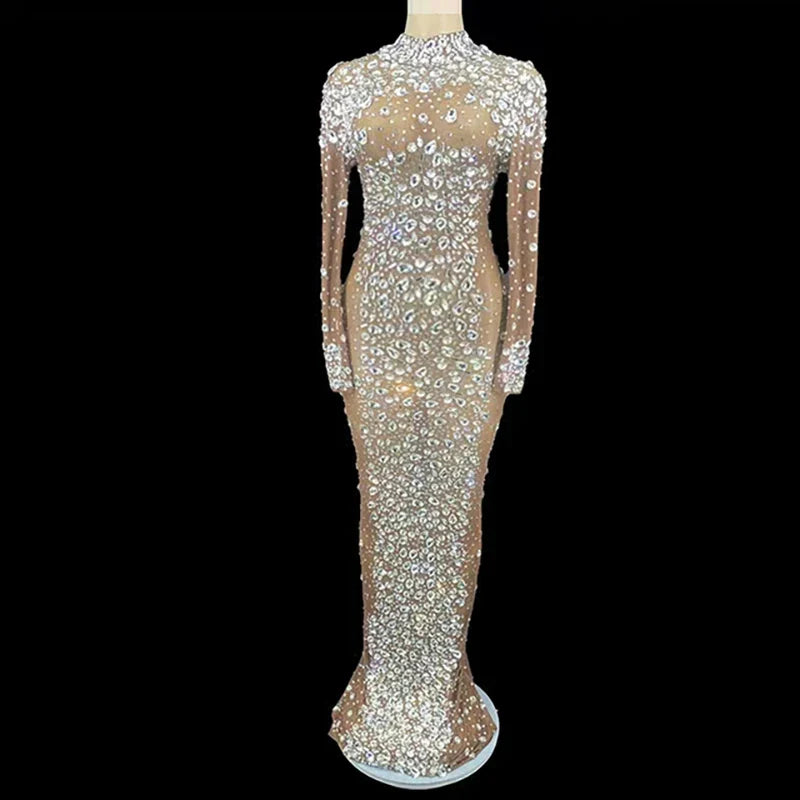 MQTIME - Maternity Photography Gown Sexy Goddess Party Dress Bright Diamond Stretch Fabric Dress For Pregnant Woman Photo Shoot Props