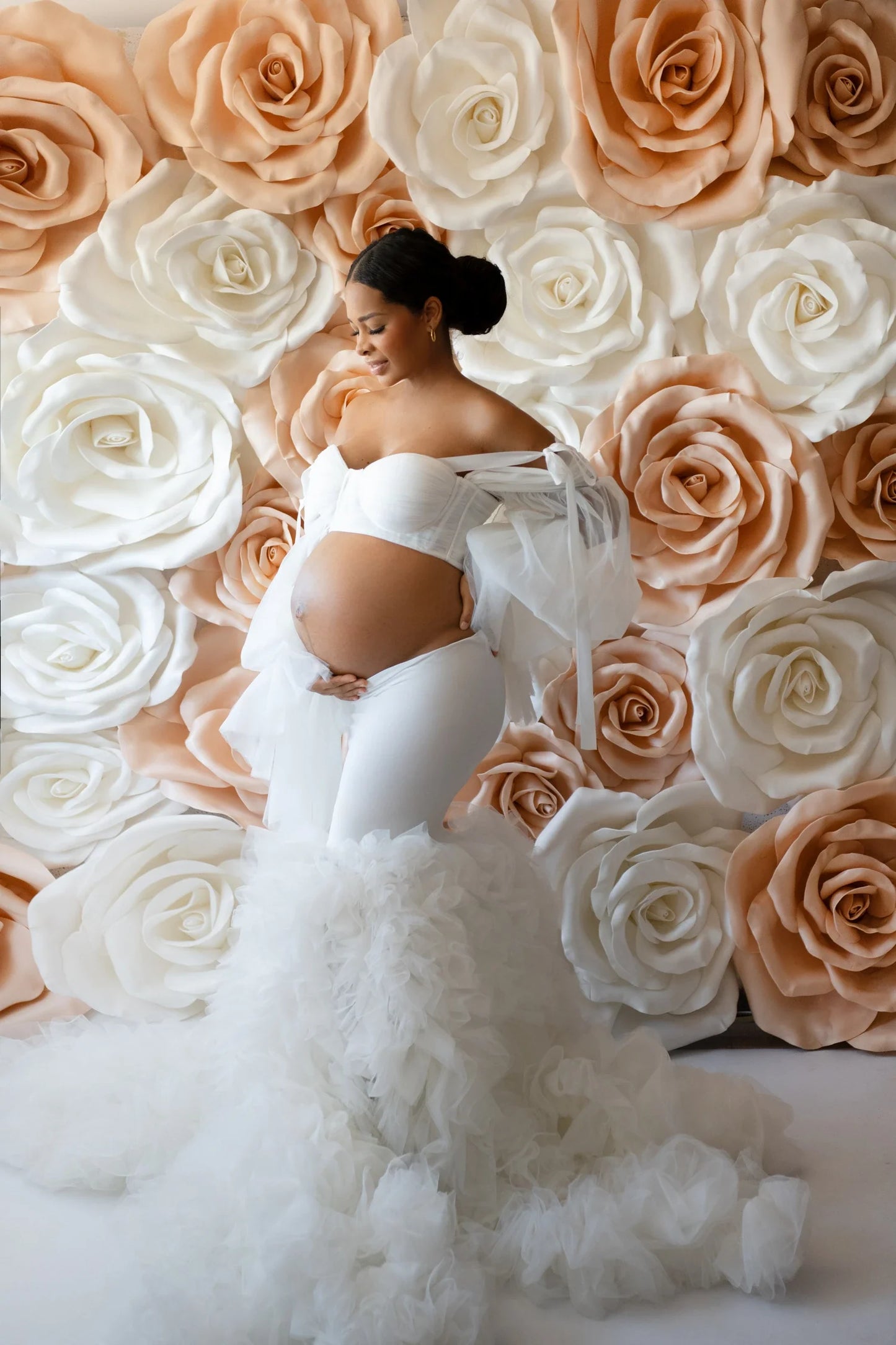 nvxiot - White Two Pieces Prom Dresses Pregnancy Babyshower Outfit Robe Wedding Party Dresses for Women Birthday Event Photoshoot Dress