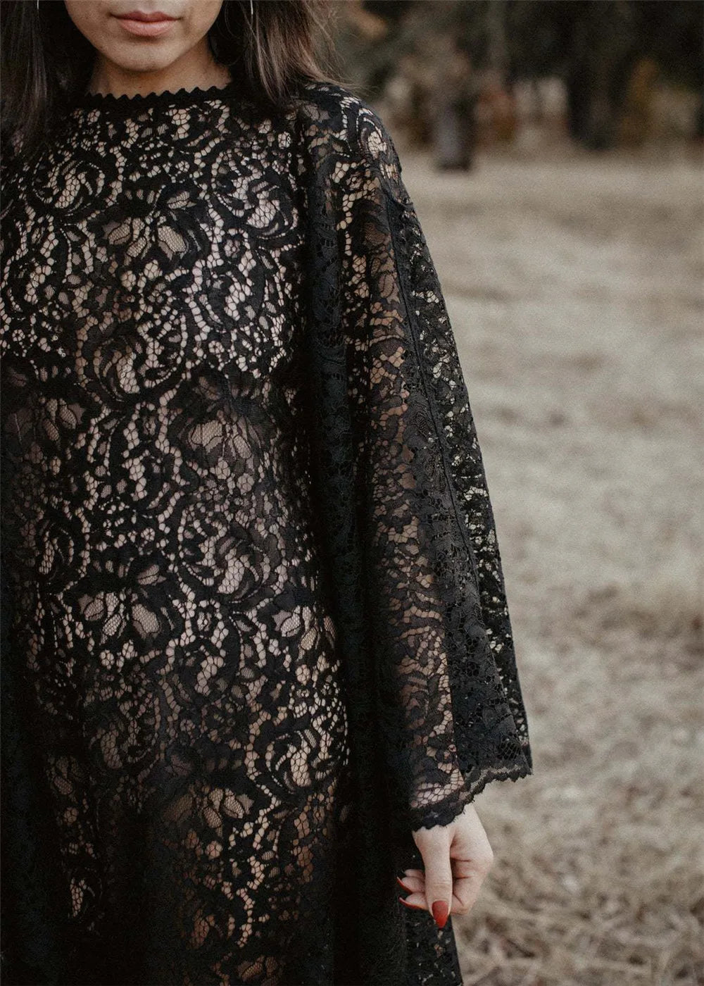 nvxiot - Sexy Black Lace Pregnancy Dress For Photo Shoot Fancy Maternity Dresses Photography Prop Split Side Pregnant Women Maxi Gown