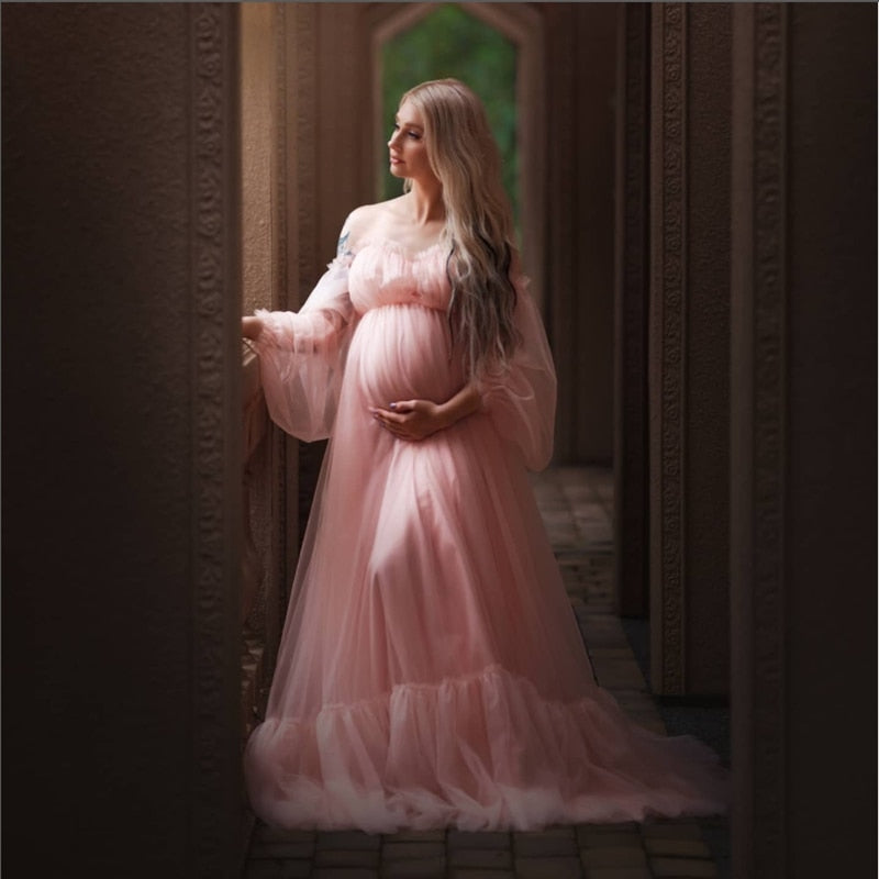 nvxiot Maternity Dresses For Baby Showers Sexy Long Tulle Pregnant Women Photography Shoot Party Wedding Pregnancy Maxi Gown Photo Prop