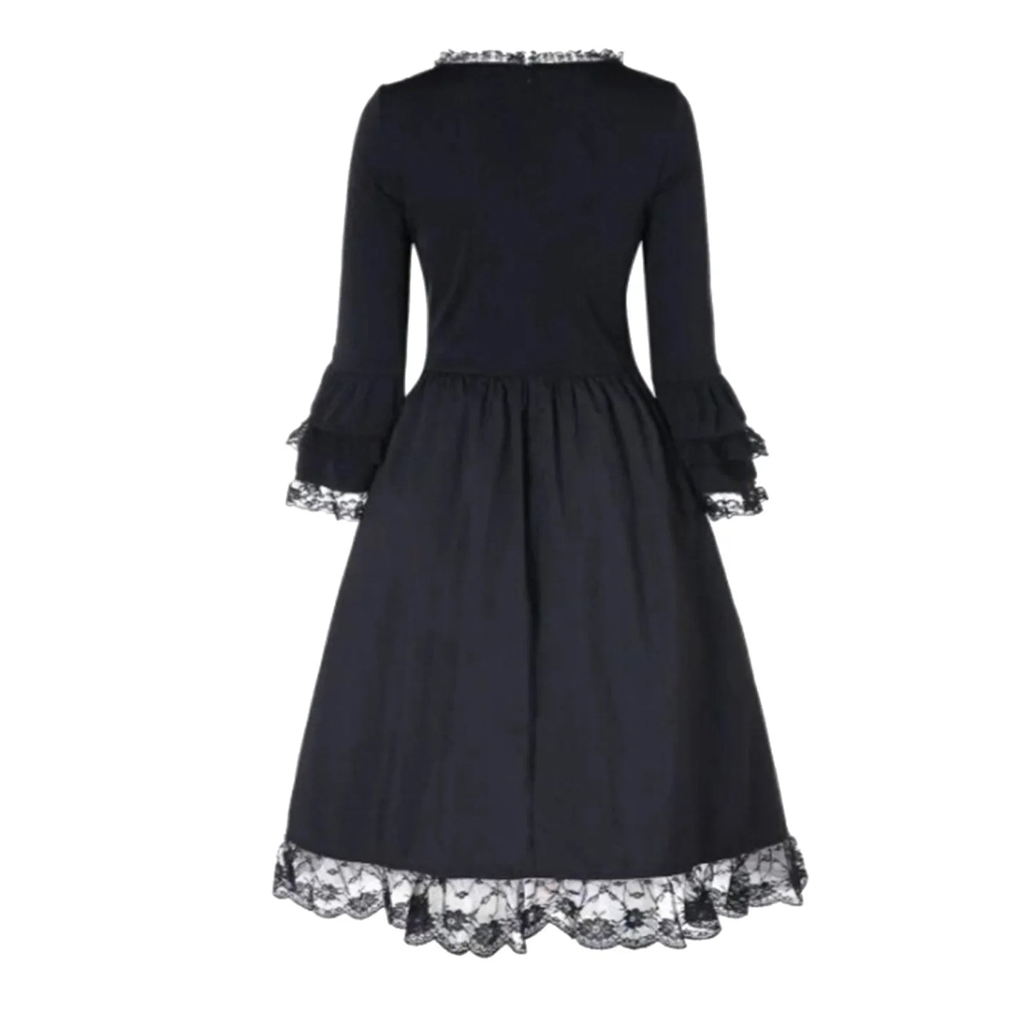 nvxiot - Women's Black Sexy Gothic Lace Trim Lace-up Party Dress Steampunk Victorian Style Gothic Jacket Medieval Noble Court Dress