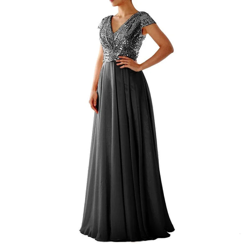 nvxiot - Maternity Glitter Mesh Splicing Maxi Dress