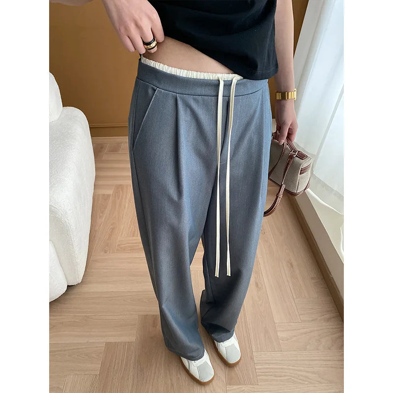 nvxiot - Drape Floor Mopping Suit Pants 2024 Early Spring New