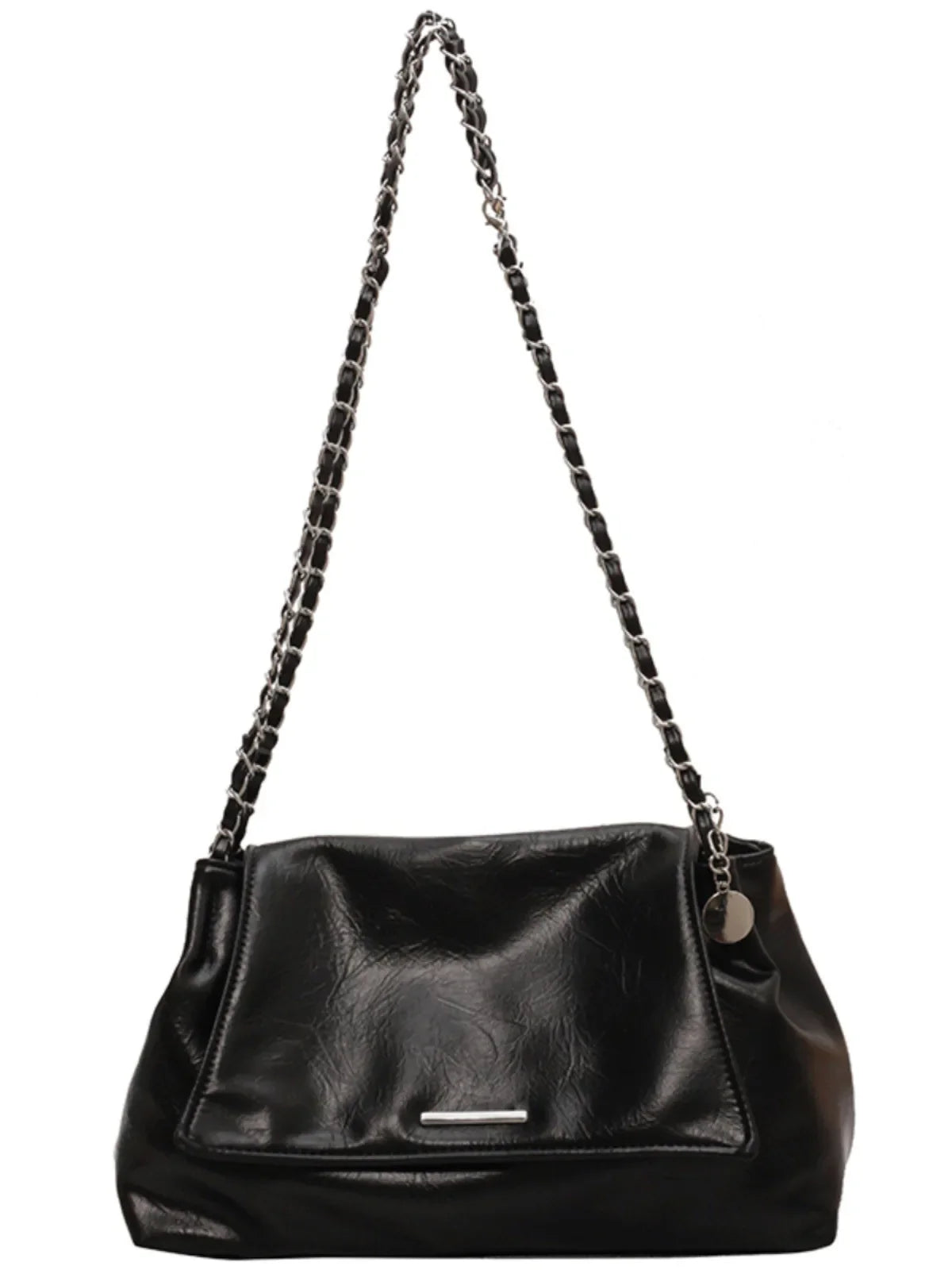 nvxiot - Fashion Black White Pu Shoulder Bag Simple Soft Big Capacity Handbags for Women 2024 New Trendy Shopping Underarm Shoulder Bag