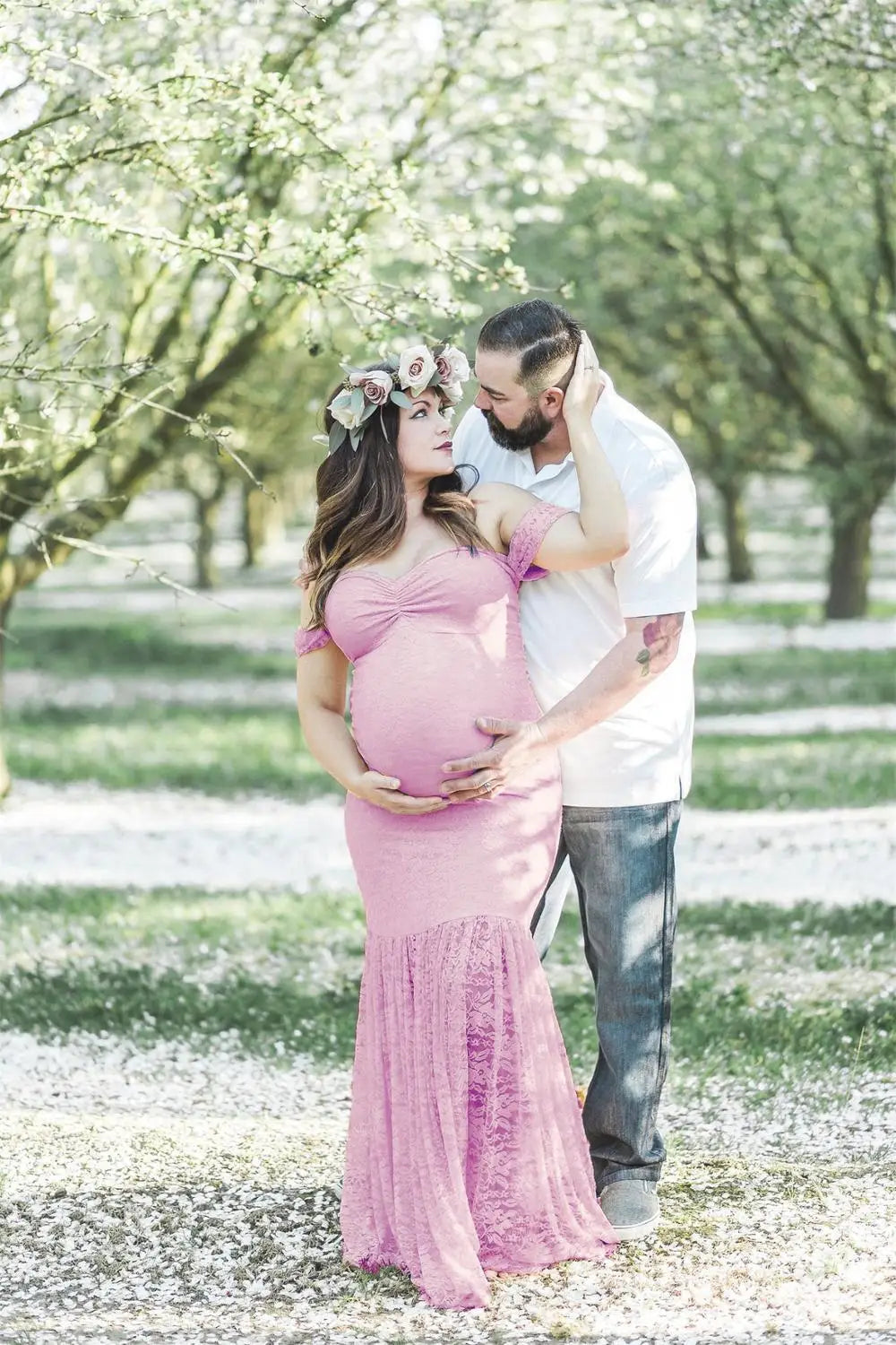 nvxiot - Sexy Lace Mermaid Dress Maternity Photography Props Pregnant Off Shoulders Baby Shower Shoot Clothes Pregnancy Maxi Gown