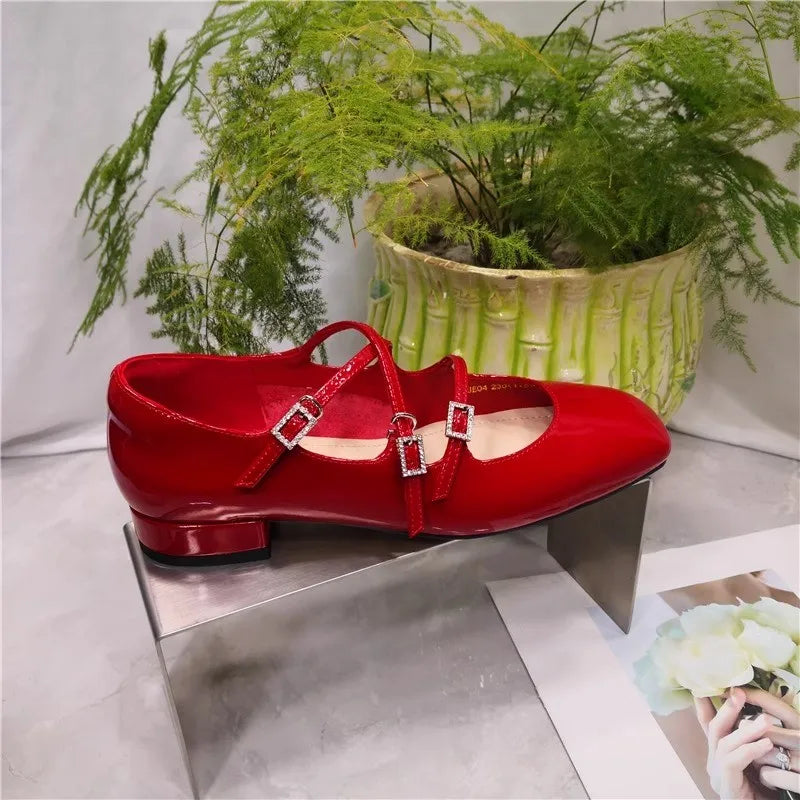 MQTIME - Vintage Square Toe Women Mary Jane Shoes Fashion Elegant Shallow Thick Heel Single Shoes Ladies Casual Outdoor Dress Pumps