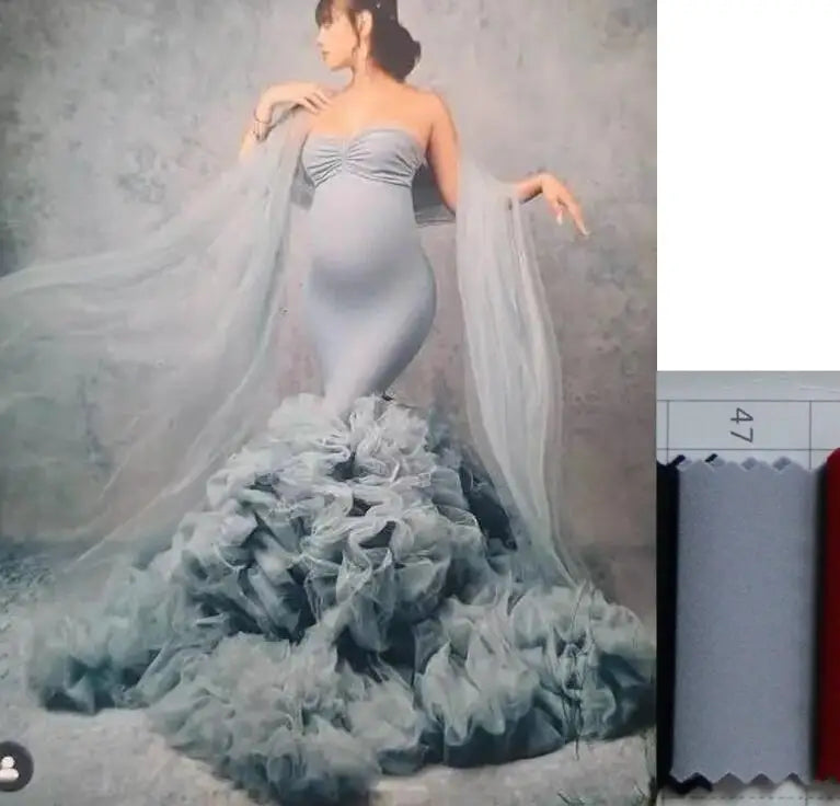 nvxiot - Mermaid Maternity Robes for Photo Shoot Off Shoulder Sweetheart Foto Gowns Sexy Spandex Baby Shower Dresses