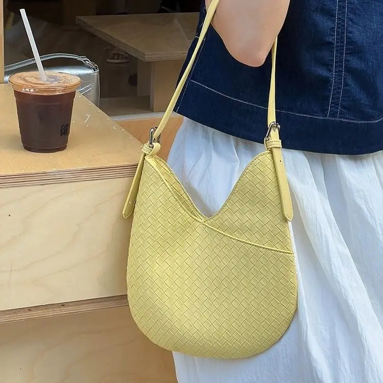 MQTIME - Harajuku Yellow Straw Bag Purse Women Hot Girls Weaving Chic Casual Shoulder Bags Ladies Holiday Beach Bag Handbag New