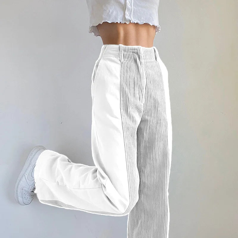 nvxiot Autumn winter new women's straight pants Plus Size high waist loose collocation color casual pants corduroy pants women trousers