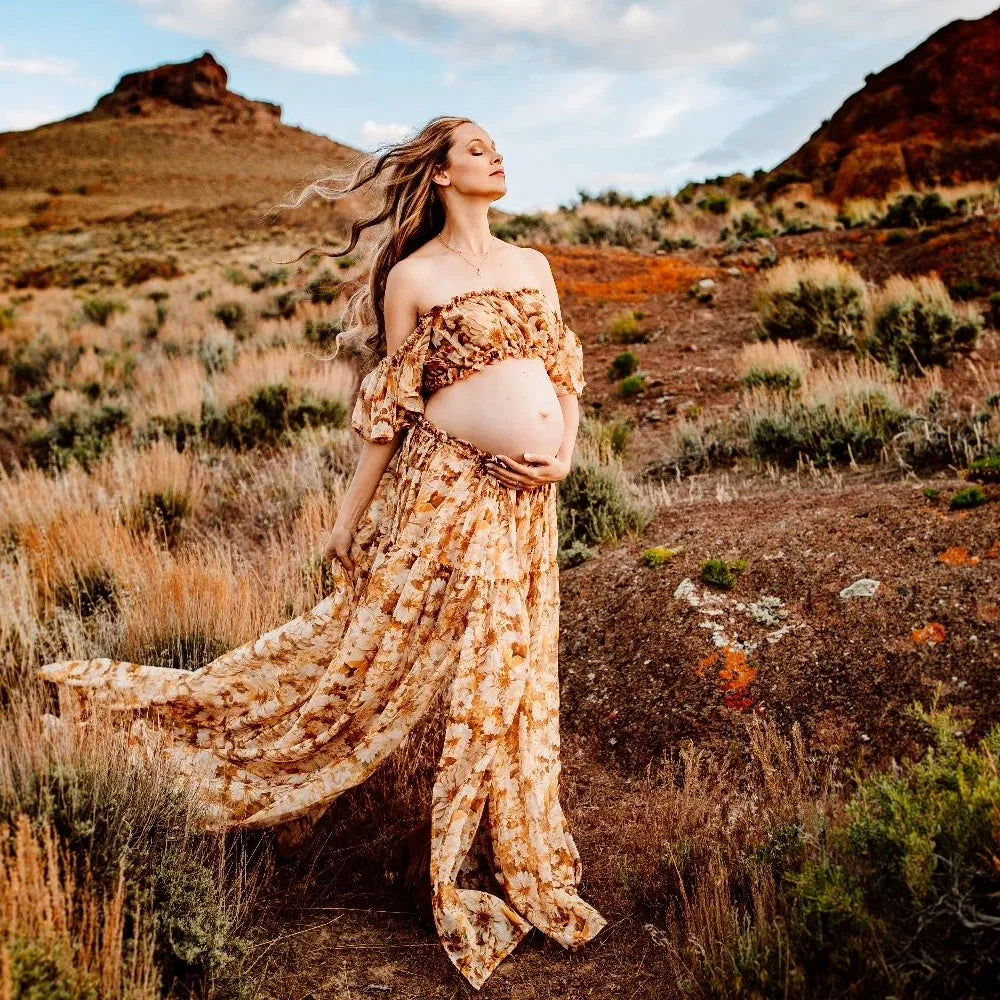 nvxiot - Maternity Dresses Rose Chiffon Sexy One Shoulder Elastic Short Top Dress Photo Shoot Pregnant Photography Dress For Women