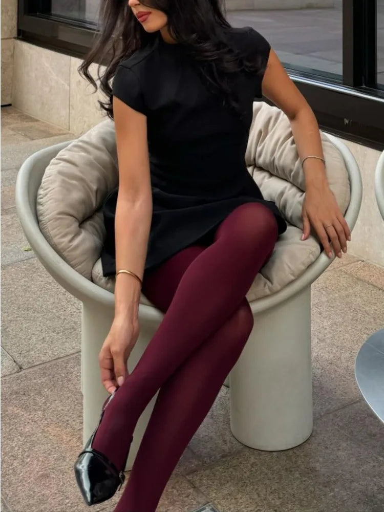 nvxiot - Fall Outfits 2024 Winter Sexy Female Stockings Leggings Skinny Patchwork Casual Solid High Waist Slim Streetwear Women's Pantyhose Lingerie
