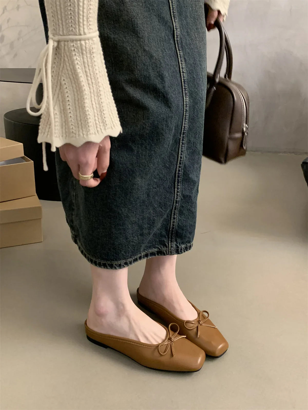 MQTIME - Wearing Slippers Outside 2024 Summer New Fashion Baotou Muller Shoes Casual Single Shoes Flat Heel Half Slippers Women's Shoes