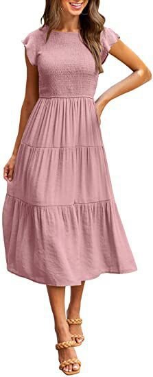 nvxiot New Maxi Dresses for Women Leisure Fashion Summer Elegant Chic Ruffle Sleeve Shirred Party Vacation Prom Dress Female Clothing