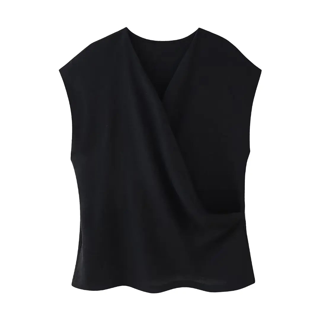 MQTIME - Summer Women's New Suits Solid V-Neck Sleeveless Off Shoulder Top+Side Bow Lace-Up Decoration Elastic Waist Pant Mujer