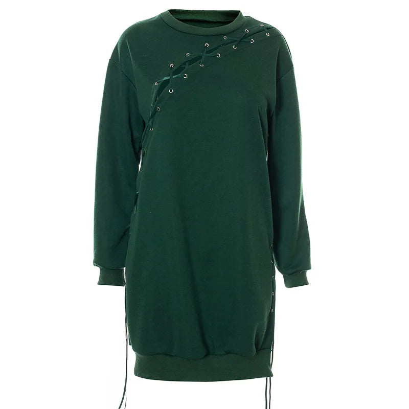MQTIME - Women's Fall Fashion Casual Solid Color Round Neck Pullover 2024 New Stitching Strap Long Sleeve Pullover Sports Sweater Top