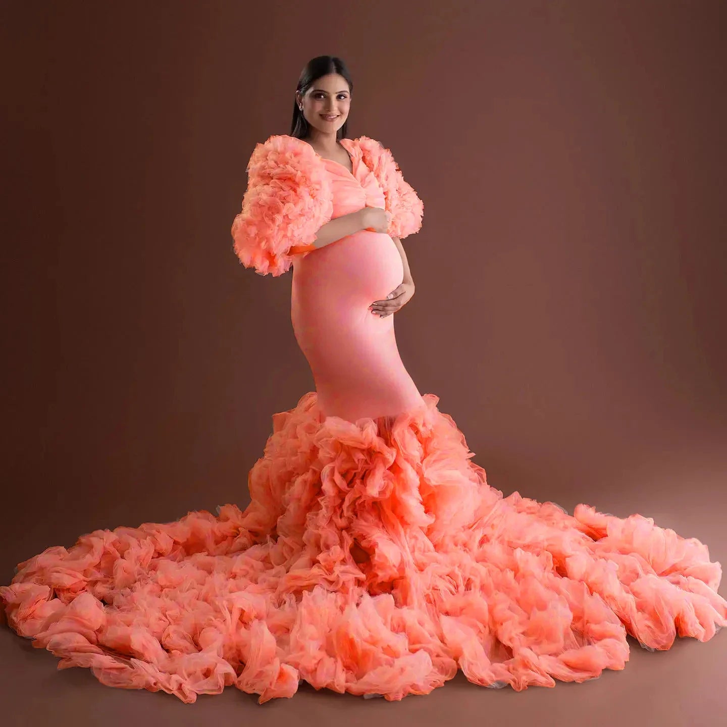 nvxiot - Mermaid Maternity Robe Photo Shoot Dress Baby Shower Women Dresses Maternity Gowns for Babyshower