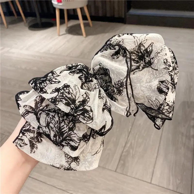 nvxiot Large Lace Bow Hair Clip Embroidered Bowknot Sweet Ribbon Hairpin Girl Headdress Top Clip Korea Hair Accessories