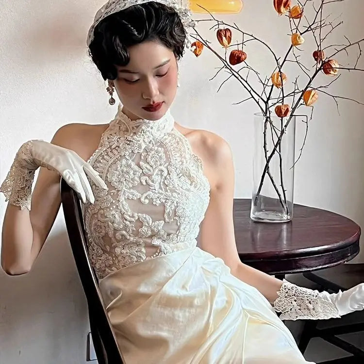 MQTIME - Simple Satin Light Wedding Dress 2024 New Elegant Lace Embroidery Illusion Bridal Dresses Vestido De Novia Plus Size Made Custom