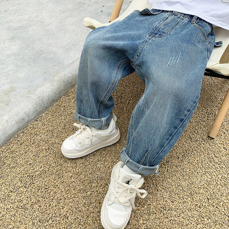nvxiot Jeans for Boys Autumn Blue Fashion All-match Young Children's Casual Pants Winter Fleece Thick Kids Trousers 10 12 13 Years