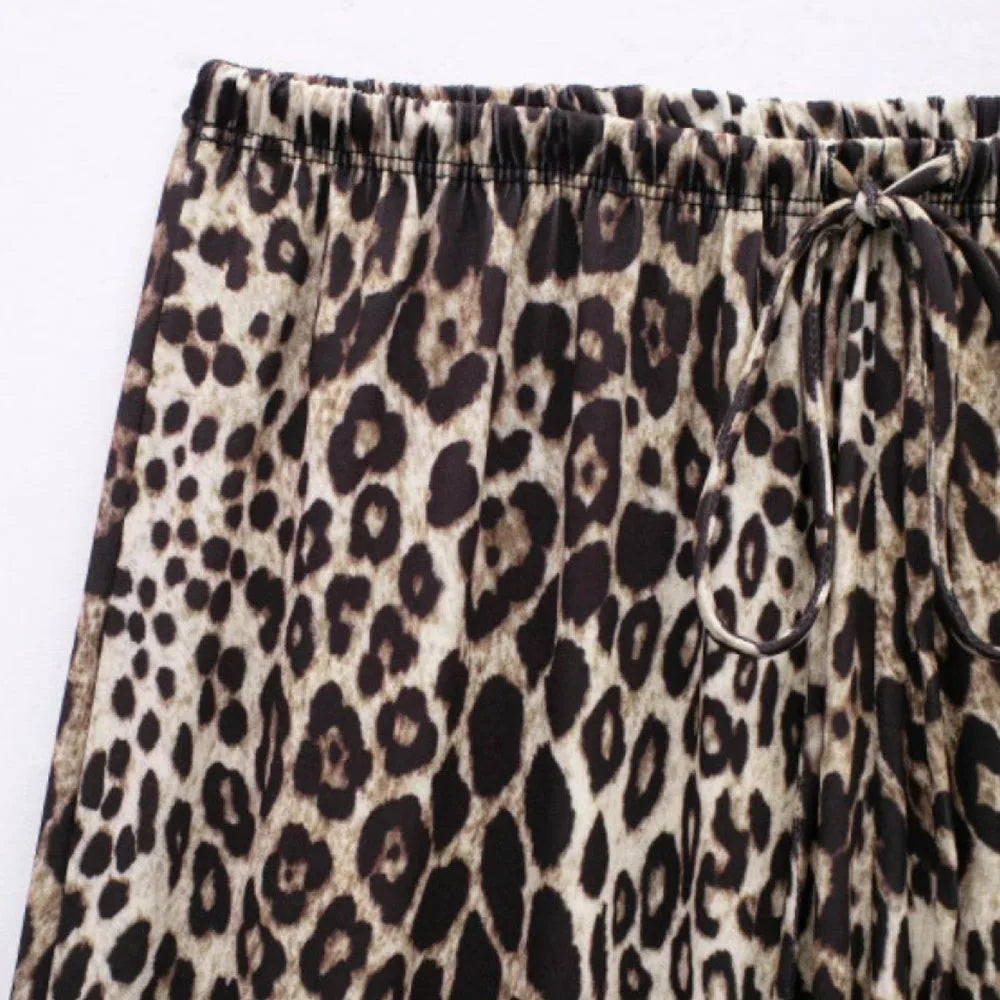 MQTIME - Summer Casual Animal Print Jumpsuits Womens Leopard Print Wide Leg Pant 2024 Sexy Sleeveless Slim Spaghetti Strap Jumpsuits