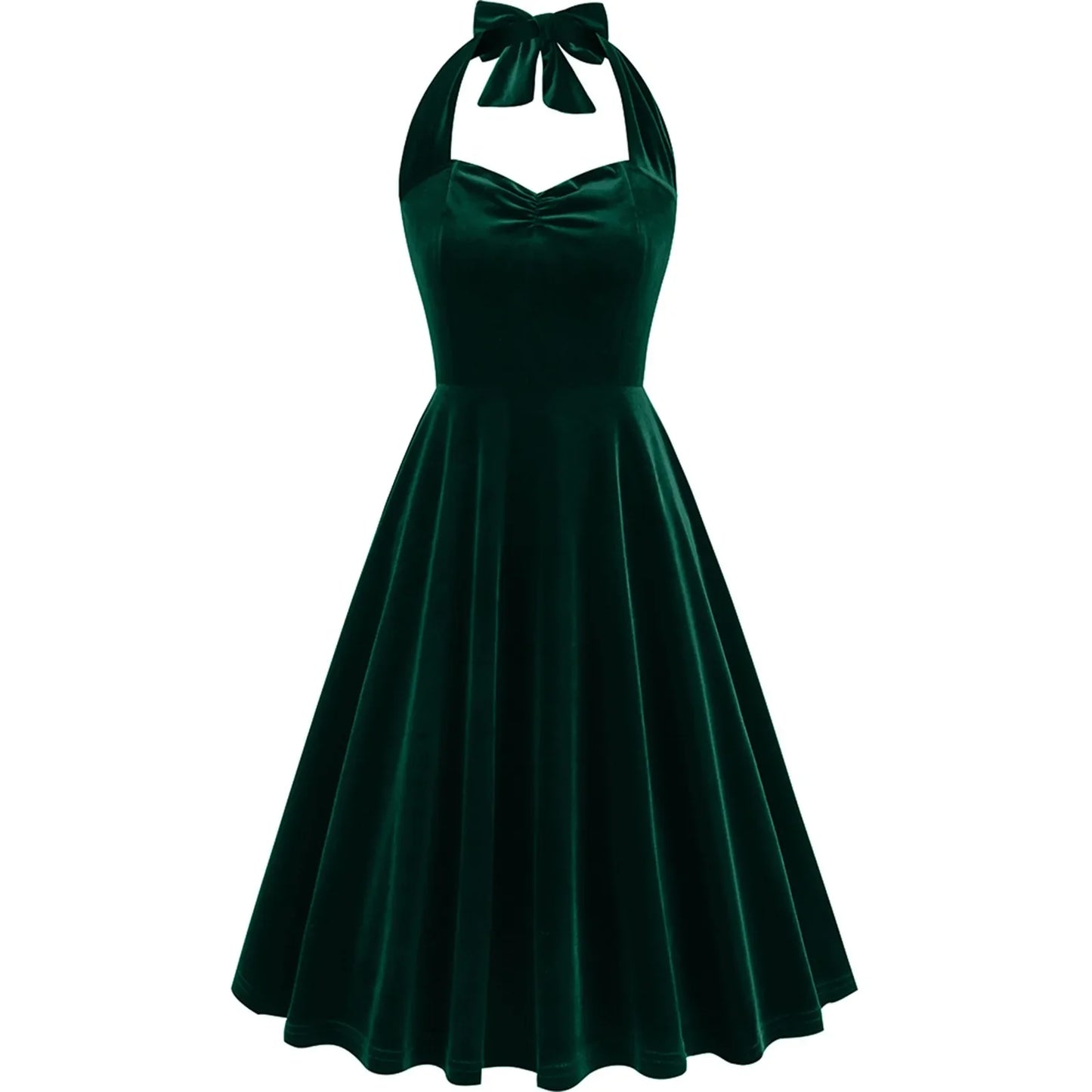 MQTIME - Sexy Retro Red Dress Summer Sleeveless Audrey Hepburn Vintage Halter Dress 50s 60s Gothic Pin Up Rockabilly Dress Robes 2024