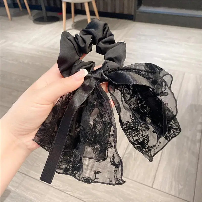 nvxiot Large Lace Bow Hair Clip Embroidered Bowknot Sweet Ribbon Hairpin Girl Headdress Top Clip Korea Hair Accessories