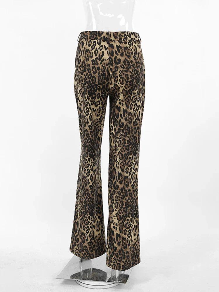 MQTIME - Summer Winter 2024 Women Leopard Trousers Streetwear High Waist Straight Pants For Women