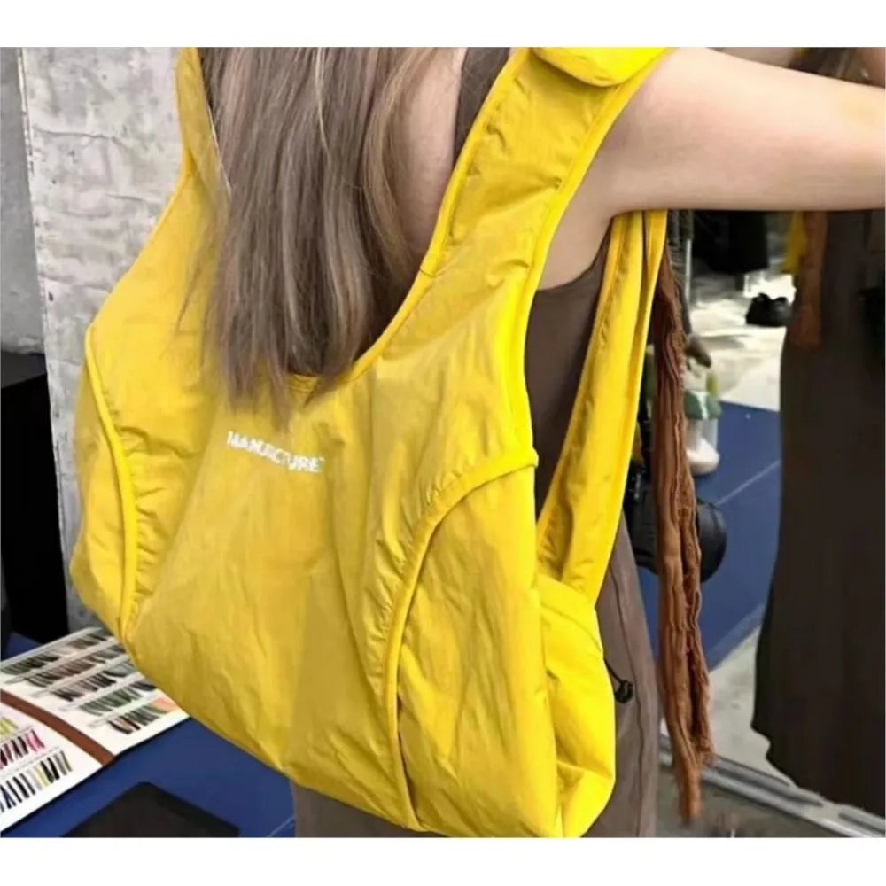 MQTIME - Hot Girls Yellow Backpack Women Retro Large Capacity Y2k Backpacks Female Vintage Fashion Mochila Schoolbag Aesthetic