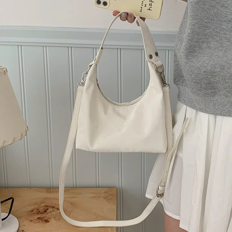 nvxiot - Elegant Pink Shoulder Bag for Women Luxury Designer Soft Fashion Handbag Exquisite Literary Solid Color Female Armpit Bag