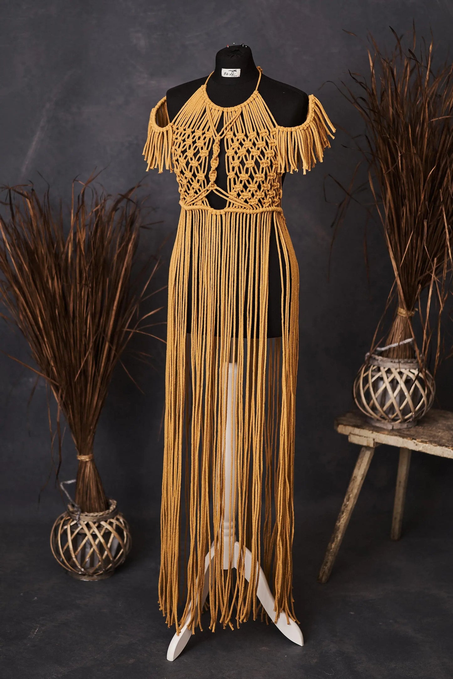 nvxiot - Macrame Maternity Dress for photo shoot, bohemian rope dress, boho gown for pregnancy session,