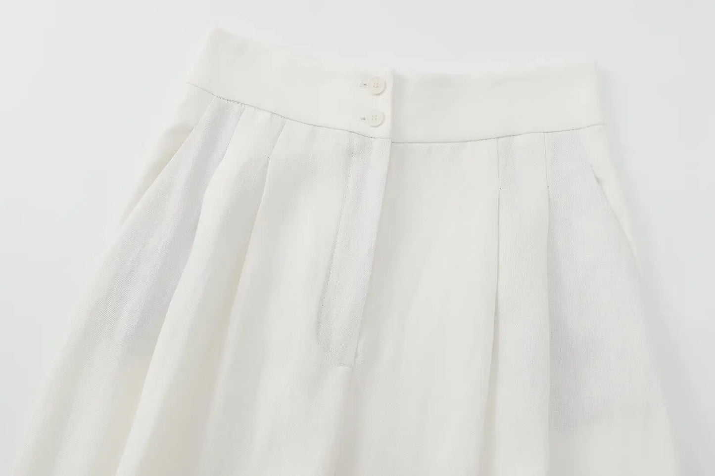 nvxiot - Women's Summer Elegant Solid Zipper Casual Pocket Button Decoration Pants Women Chic Pleated Street Wide-Leg Pant Mujer
